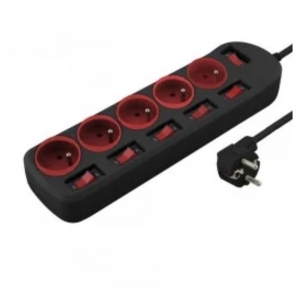 Мережевий фільтр Esperanza 1.5 м Black/Red (ELK101KR)