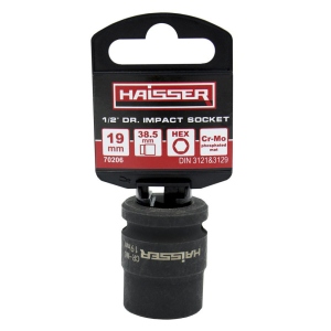 Торцева голівка Haisser ударна шестигранна 1/2" 19ммx38.5мм (70206)