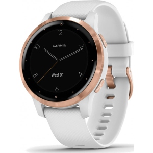 Смарт-годинник Garmin Vivoactive 4S Rose Gold Stainless Steel Bezel with White Case and Silicone Band (010-02172-23)