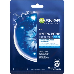 Маска для обличчя Garnier SKIN NAT тканинна Суперувлажненіе нічна д/втомленою шкіри Аква Бомба офіційний сайт