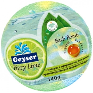 Бомба для ванни Geyser Fizzy Lime с капсулой эфирного масла лимона 140 г (4820022091642)