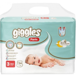 Одноразові підгузки-трусики Giggles midi (5-9 кг), 34 шт. (5134) офіційний сайт