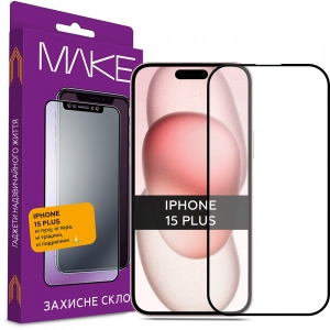 Захисне скло для смартфону MAKE Full Cover Full Glue Apple iPhone 15 Plus (MGF-AI15PL)