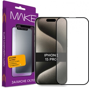 Захисне скло для смартфону MAKE Full Cover Full Glue Apple iPhone 15 Pro (MGF-AI15P)