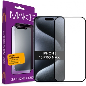 Захисне скло для смартфону MAKE Full Cover Full Glue Apple iPhone 15 Pro Max (MGF-AI15PM)