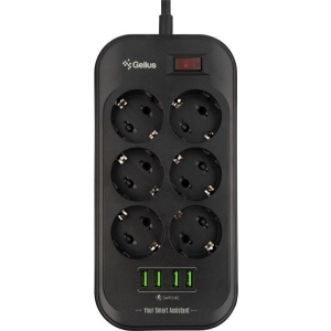 Мережевий фільтр Gelius Pro PowerStrip U-Power  6 220V Ports/ 4 USB ports 3.4A 2m GP-PS-002 Black (90342)
