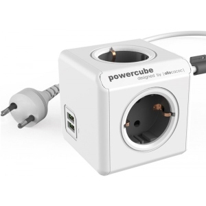 Подовжувач 220В Allocacoc Powercube Extended 1.5m 4р+ 2 USB Gray (1402GY/DEEUPC)