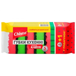 Губка для миття посуду поролонова Chisto Кавун 5+1 шт. (4823098407515)