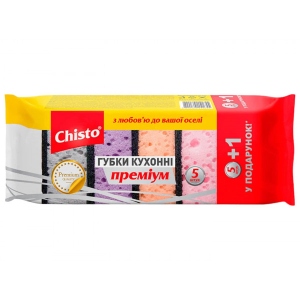 Губка для миття посуду поролонова Chisto ПРЕМІУМ 5шт+1 шт. (4820164151655)