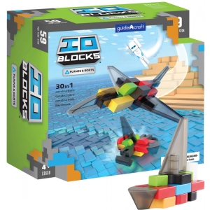Пластиковий конструктор Guidecraft IO Blocks Літаки і кораблі з доповненою 3d реальністю, 59 деталей (G9608)