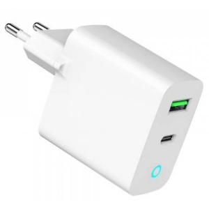 Мережевий зарядний пристрій Gembird USB-A + 1 Type-C PD20Вт + QC3.0 18Вт (TA-UC-PDQC20L-W-01)