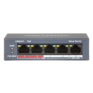 Коммутатор локальної мережі (Switch) Hikvision DS-3E0105P-E/M(B)