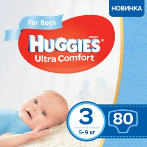 Одноразові підгузки Huggies Ultra Comfort 3 для хлопчиків 80 шт. (5029053543598)