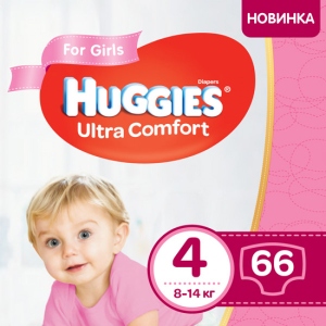 Одноразові підгузки Huggies Ultra Comfort 4 для дівчаток 66 шт. (5029053543628)