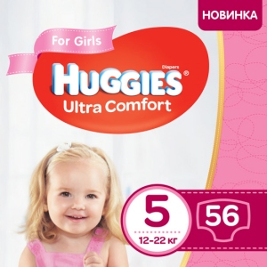 Одноразові підгузки Huggies Ultra Comfort 5 для дівчаток 56 шт. (5029053543642)