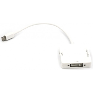 Кабель PowerPlant mini DisplayPort (Thunderbolt) - DisplayPort, HDMI, DVI, 0.2 м, White (CA911097)