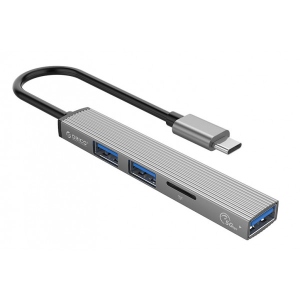 Хаб USB Orico USB-A - USB3.0, 2xUSB2.0, TF (AH-A12F-GY-BP)