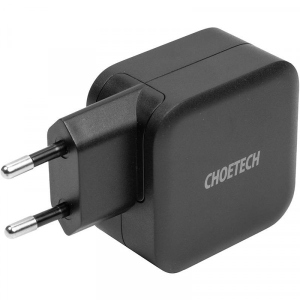 Мережевий зарядний пристрій Choetech GaN USB Type-C + Type-C кабель, 61W PD (Q6006)