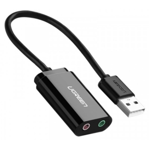 Звукова карта UGREEN USB AUX jack, TRS(Mic+Ear) ALC4042 Black (30724)