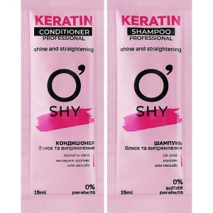 Шампунь жіночий O'Shy + кондиционер Keratin. Блиск та випрямлення 30 мл (4820195509579)