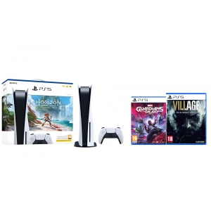 Уцінка - Ігрова приставка PlayStation 5 + PS5 Horizon Forbidden West (код) + PS5 Marvel's Guardians of the Galaxy + PS5 Resident Evil Village #