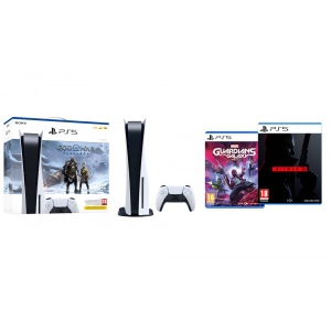 Ігрова приставка PlayStation 5 + PS5 God of War Ragnarök (код) + PS5 Hitman 3 + PS5 Marvel's Guardians of the Galaxy