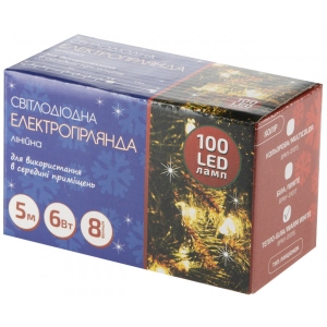 Гірлянда лінійна BPNY White 100 LED, 5М, 8 функцій, 220V (102952)