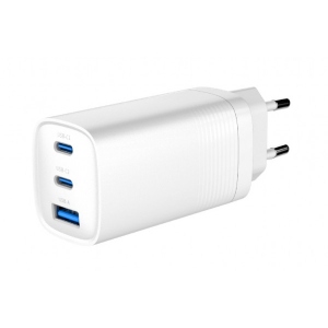 Мережевий зарядний пристрій Gembird USB-A+2 Type-C PD18W + QC3.0 27W (TA-UC-PDQC65-01-W)