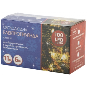 Гірлянда лінійна BPNY вологозахищена з адаптером White 100 LED, 11М, 220V, 6W (102962)