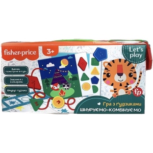 Настільна гра шнурівка (3-4 роки) Vladi Toys з ґудзиками Fisher-Price. Шнуруємо-комбінуємо, укр. (VT2905-24)