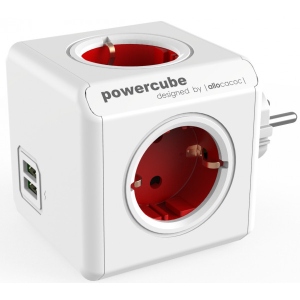 Розгалужувач 220В Allocacoc Powercube Original USB 4р+2 USB Red (1202RD/DEOUPC)