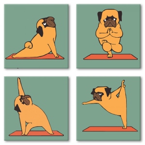Картина за номерами Идейка Поліптих "Yoga-dog" 4шт 18*18см (KNP012)