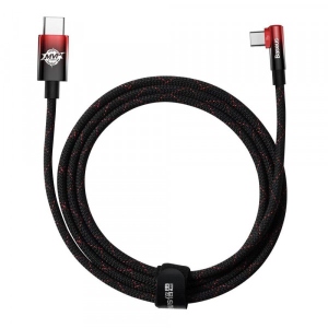 Кабель синхронізації даних Baseus MVP 2 Elbow-shaped Fast Charging Data Cable Type-C to Type-C 100W 2m Black/Red (CAVP000720)