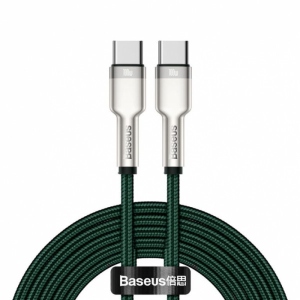 Кабель синхронізації даних Baseus Cafule Series Metal Data Cable Type-C to Type-C 100W 2m Green (CATJK-D06)