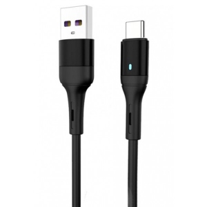 Кабель синхронізації даних SkyDolphin S06T LED Smart Power USB - Type-C 1m Black (USB-000557)
