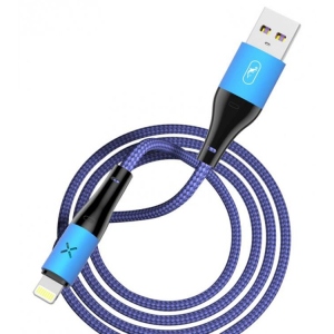 Кабель синхронізації даних SkyDolphin S49L LED Aluminium Alloy USB - Lightning 1m Blue (USB-000566)