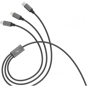 Кабель синхронізації даних SkyDolphin S63E 3in1 USB - Lightning/Type-C/MicroUSB 1.2m Black (USB-000625)