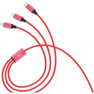 Кабель синхронізації даних SkyDolphin S63E 3in1 USB - Lightning/Type-C/MicroUSB 1.2m Red (USB-000624)