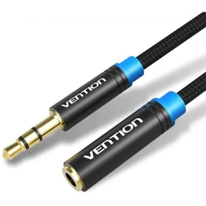 Кабель 3.5 мм -3.5 мм Vention Audio 3.5 mm M - 3.5 mm F 5 m Black (VAB-B06-B500-M)