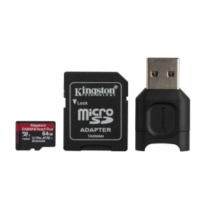 Карта пам'яті Kingston microSDXC 64Gb Canvas React+ (MLPMR2/64GB)+reader