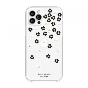 Чохол для смартфону Kate Spade New York Protective Hardshell Case (1-PC Comold) for iPhone 12 Pro Max Scattered Flowers Black/White/Gold Gems/Clear/White (KSIPH-154-SFLBW) в інтернет-магазині