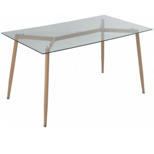 Обідній стіл GT Racer K-4006 (140x80x76) Clear Glass/Wooden
