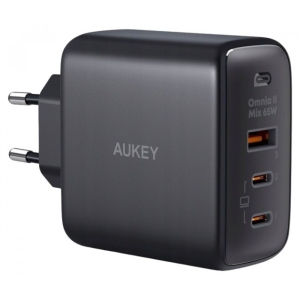 Мережевий зарядний пристрій Aukey U+2C 65W GaN Power Tech (PA-B6T) Black в Києві