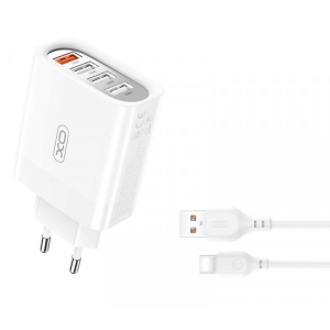 Мережевий зарядний пристрій XO QC 3.0 36W (18W/1USB + 2.4A/3 USB) + Type-C (L100-TC-WH)