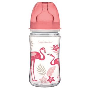 Пляшка для годування Canpol babies антиколікова з широким горлом PP Easy Start - Jungle коралова, 240 мл. (35/227_cor)