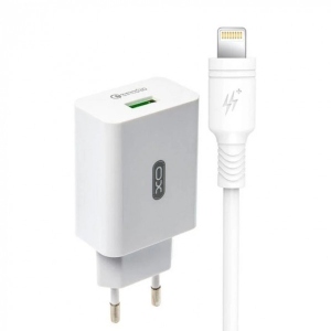 Мережевий зарядний пристрій XO QC 3.0 18W/1USB + lightning White (L36-L-WH)