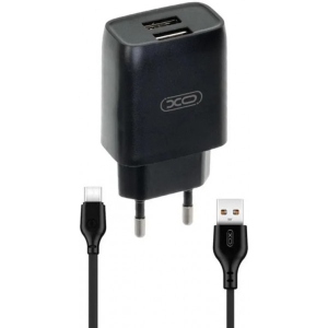 Мережевий зарядний пристрій XO 2.4A/2USB + Type-C Black (L57-TC-BK)