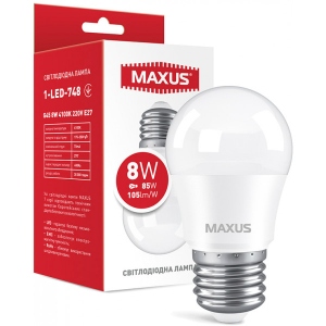 Лампочка світлодіодна Maxus G45 8W 4100K 220V E27 (1-LED-748)