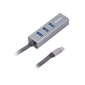 Перехідник USB Type-C - RJ-45 Maxxter с Type-C на Gigabit Ethernet, 3 Ports USB 3.0 (NECH-3P-02)
