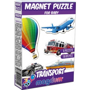 Настільна гра магнітна (3-4 роки) Magdum Baby Puzzle Транспорт 18 ел. (ML4031-24 EN)